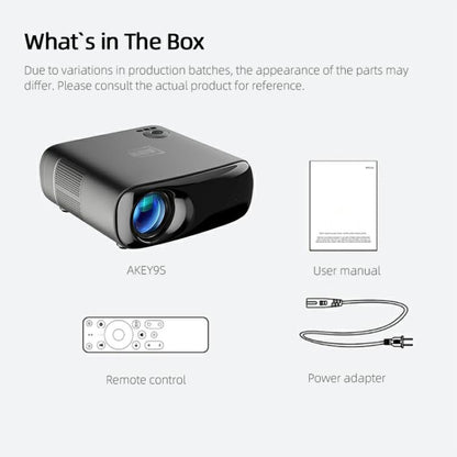 AUN AKEY9S 1080P 1000ANSI Autofocus WIFI Display Smart Projector, UK Plug(Black)