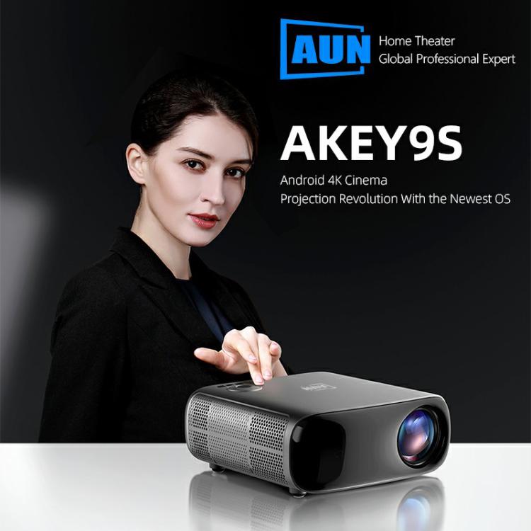 AUN AKEY9S 1080P 1000ANSI Autofocus WIFI Display Smart Projector, UK Plug(Black)