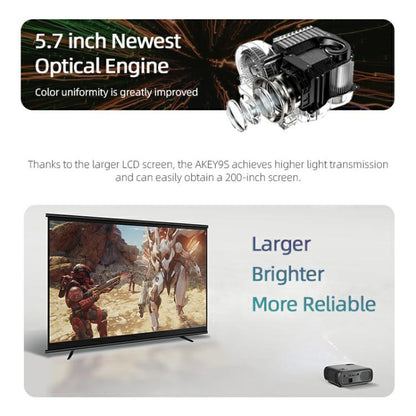 AUN AKEY9S 1080P 1000ANSI Autofocus WIFI Display Smart Projector, UK Plug(Black)