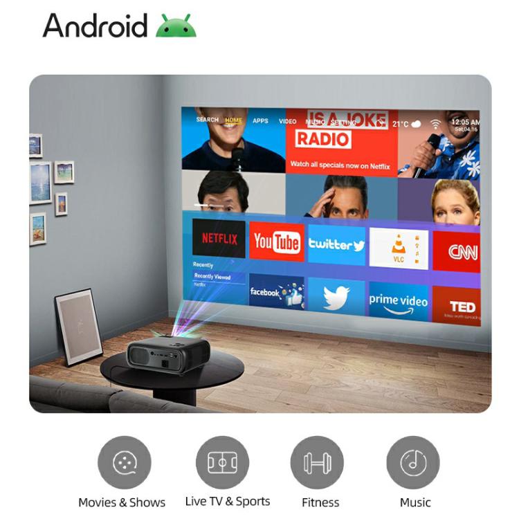 AUN AKEY9S 1080P 1000ANSI Autofocus WIFI Display Smart Projector, AU Plug(Black)