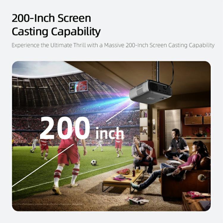AUN AKEY9S 1080P 1000ANSI Autofocus WIFI Display Smart Projector, UK Plug(Black)