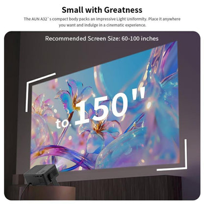 AUN A32 Pro 1280x720P 300ANSI Android 13 WIFI Display Smart Projector, EU Plug(Black)