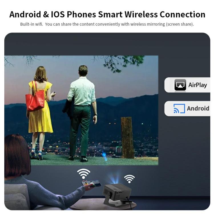 AUN A32 Pro 1280x720P 300ANSI Android 13 WIFI Display Smart Projector, UK Plug(Black)