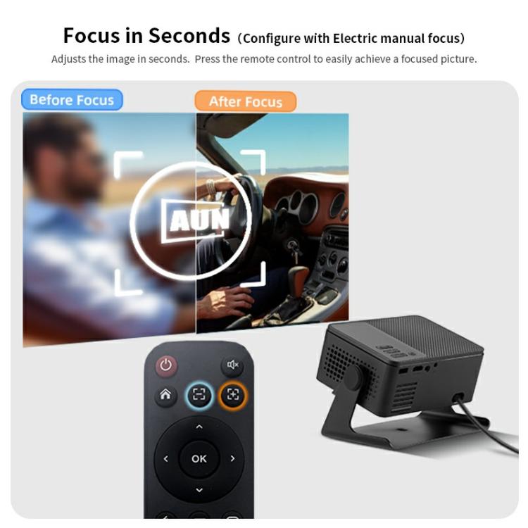 AUN A32 Pro 1280x720P 300ANSI Android 13 WIFI Display Smart Projector, US Plug(Black)