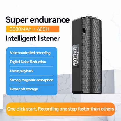 JNN Q70P OLED Display Magnetic Noise Reduction Voice Recording Pen Support APP Control, Memory:8GB(Black)