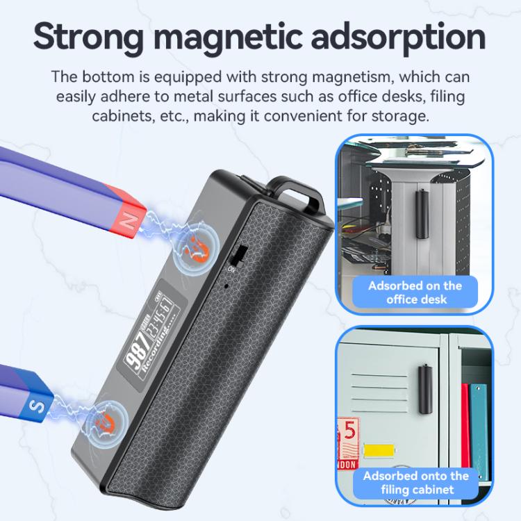 JNN Q70P OLED Display Magnetic Noise Reduction Voice Recording Pen Support APP Control, Memory:32GB(Black)