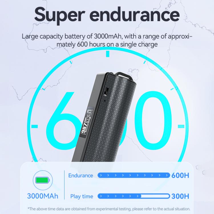 JNN Q70P OLED Display Magnetic Noise Reduction Voice Recording Pen Support APP Control, Memory:128GB(Black)