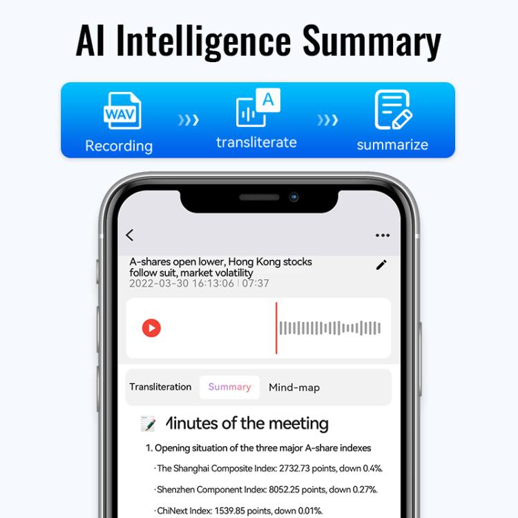 JNN M29A Portable Smart AI Magnetic Recorder Support APP Control, Memory:32GB(Black)