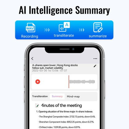 JNN M29A Portable Smart AI Magnetic Recorder Support APP Control, Memory:32GB(Black)