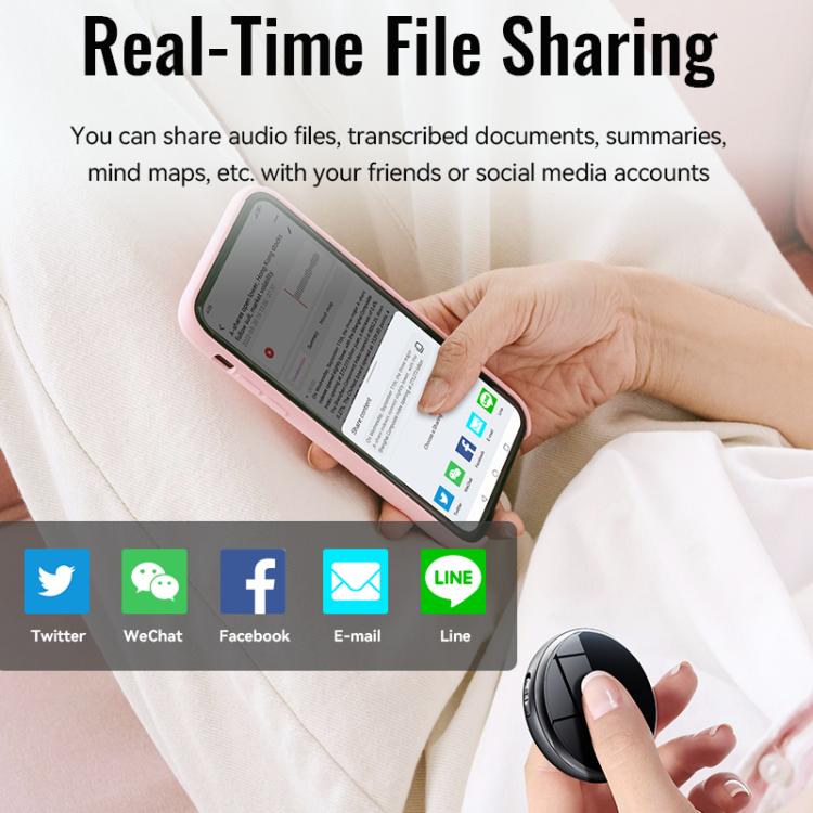JNN M29A Portable Smart AI Magnetic Recorder Support APP Control, Memory:32GB(Black)