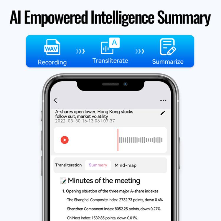 JNN A6 Portable Smart AI Magnetic Recorder Support APP Control, Memory:16GB(Black)