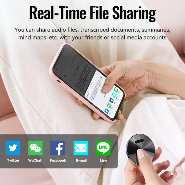 JNN A6 Portable Smart AI Magnetic Recorder Support APP Control, Memory:16GB(Black)