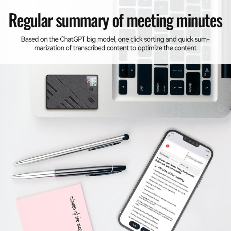 JNN A5 OLED Display Smart AI Magnetic Recorder Support APP Control, Memory:8GB(Black)