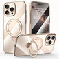For iPhone 16 Pro Max SULADA Electroplated Transparent MagSafe Holder Phone Case(Gold)