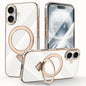 For iPhone 16 Plus SULADA Electroplated Transparent MagSafe Holder Phone Case(Gold)