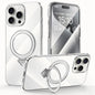 Pour iPhone 15 Pro Max SULADA Coque de téléphone transparente électroplaquée MagSafe avec support (argent)