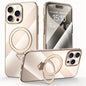 For iPhone 15 Pro SULADA Electroplated Transparent MagSafe Holder Phone Case(Gold)