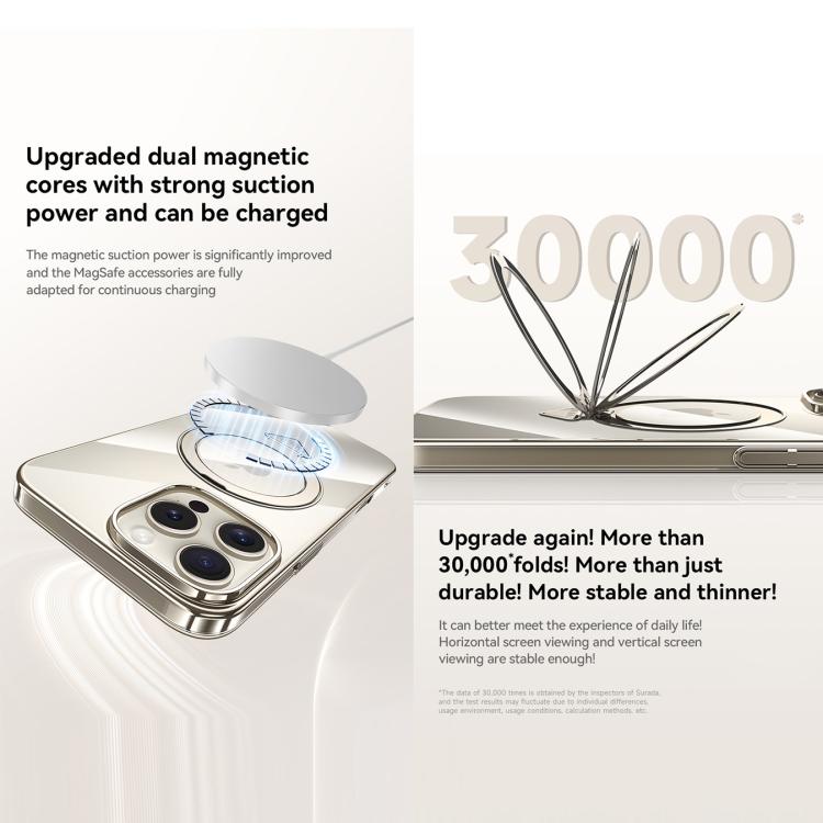Pour iPhone 15 Pro SULADA Coque de téléphone transparente électroplaquée MagSafe Holder (Gris)
