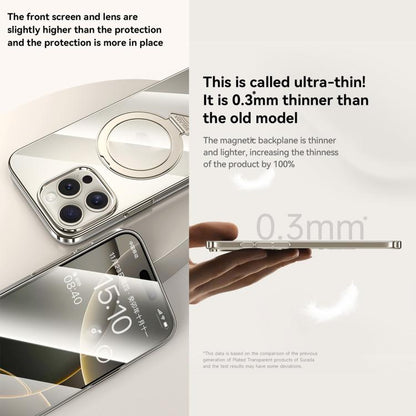 For iPhone 15 Pro SULADA Electroplated Transparent MagSafe Holder Phone Case(Gold)
