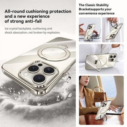 For iPhone 16 Plus SULADA Electroplated Transparent MagSafe Holder Phone Case(Grey)
