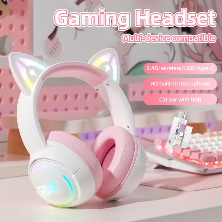 ONIKUMA GT838 2.4G Head-mounted Wireless Bluetooth Headphone(Pink)