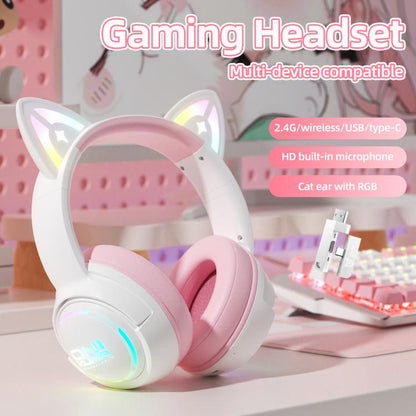 ONIKUMA GT838 2.4G Head-mounted Wireless Bluetooth Headphone(Pink)