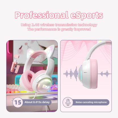 ONIKUMA GT838 2.4G Head-mounted Wireless Bluetooth Headphone(Pink)