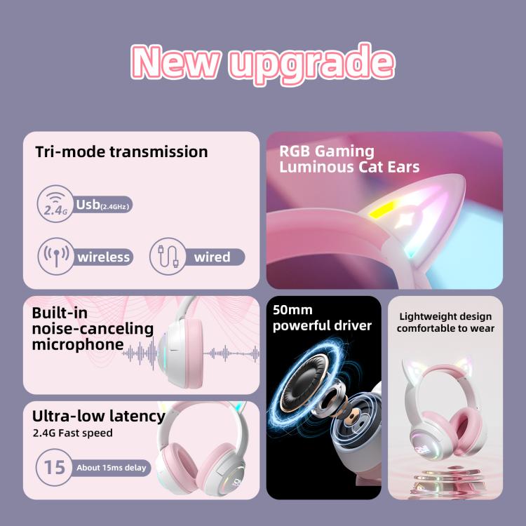 ONIKUMA GT838 2.4G Head-mounted Wireless Bluetooth Headphone(Pink)