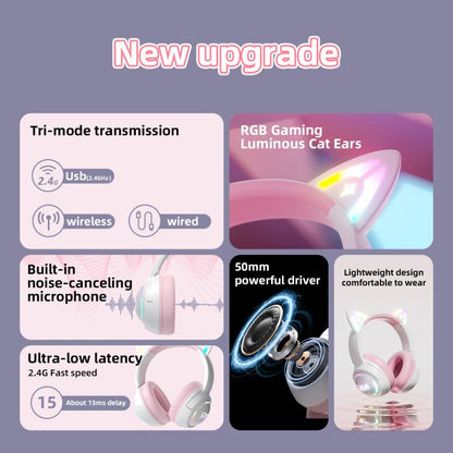 ONIKUMA GT838 2.4G Head-mounted Wireless Bluetooth Headphone(Pink)