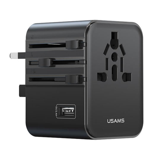 USAMS CC308 17W Dual Type-C and USB-A Ports Universal Travel Charger(Black)