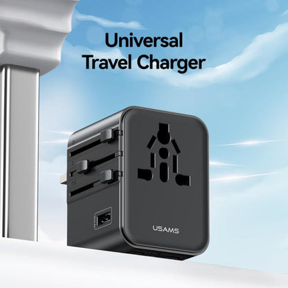 USAMS CC308 17W Dual Type-C and USB-A Ports Universal Travel Charger(Black)