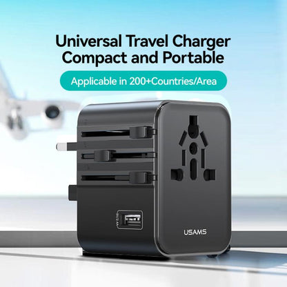 USAMS CC308 17W Dual Type-C and USB-A Ports Universal Travel Charger(Black)