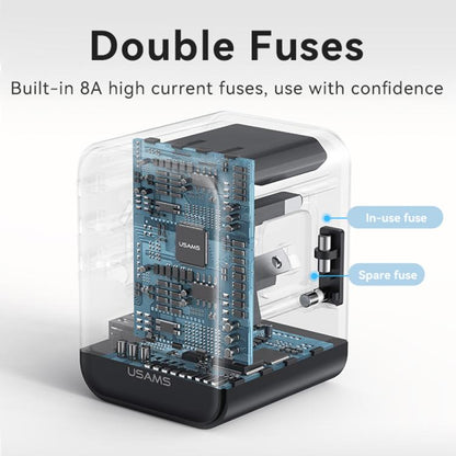 USAMS CC308 17W Dual Type-C and USB-A Ports Universal Travel Charger(Black)