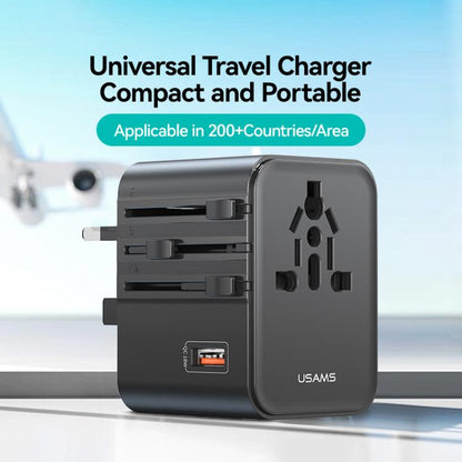 USAMS CC309 25W Dual Type-C and USB-A Ports Universal Travel Charger(Black)