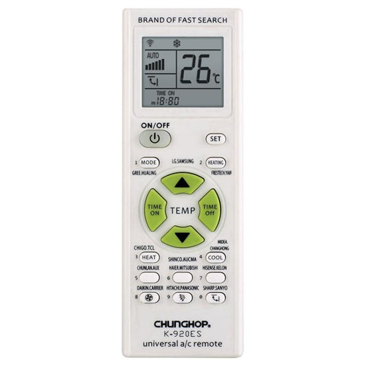 Télécommande universelle de climatiseur CHUNGHOP K-920ES avec fonction d'appairage de bouton de marque (blanc)