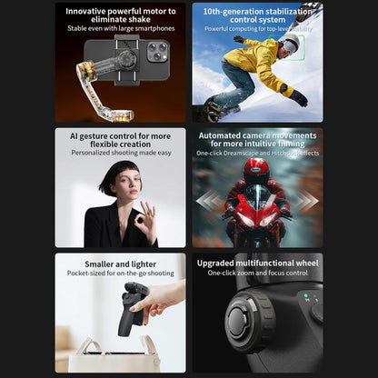 FUNSNAP CM8 Smartphone Stabilizer Foldable 3-axis Anti-shake Vlog Shooting Gimbal, Basic Version(Black)