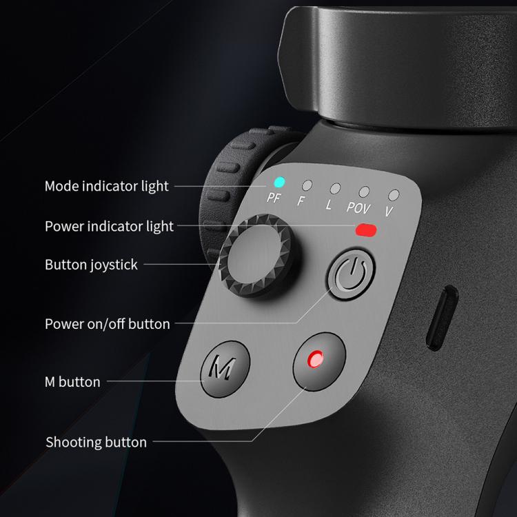 FUNSNAP CM8 Smartphone Stabilizer Foldable 3-axis Anti-shake Vlog Shooting Gimbal, Basic Version(Black)