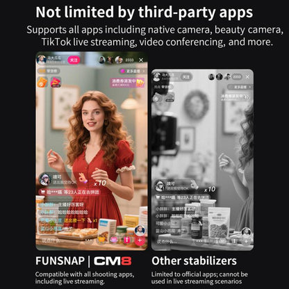 FUNSNAP CM8 Smartphone Stabilizer Foldable 3-axis Anti-shake Vlog Shooting Gimbal, Basic Version(Black)