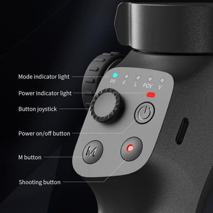 FUNSNAP CM8 Smartphone Stabilizer Foldable 3-axis Anti-shake Vlog Shooting Gimbal, AI Version(Black)