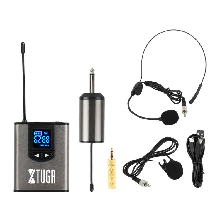 XTUGA  A1 UHF Wireless Headset Lavalier Microphone System with Bodypack Transmitter(Black)