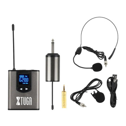 XTUGA  A1 UHF Wireless Headset Lavalier Microphone System with Bodypack Transmitter(Black)