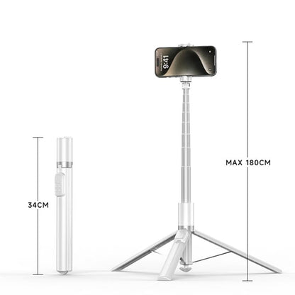 FUNSNAP X96 1.8m Auto Pop Open Tripod Remote Selfie Stick(White)