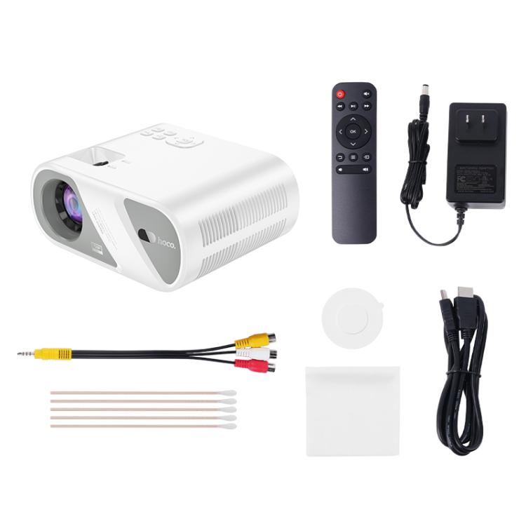hoco DT1 1280x720P 140ANSI WiFi Bluetooth Wireless Projector Same Screen Version, US Plug(White)