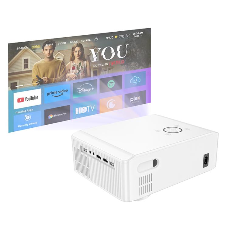 hoco DT3 1920x1080P 370ANSI Smart Electric Focus Projector Android Version, US Plug(White)
