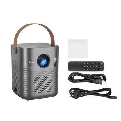hoco DT4 1280x720P 190ANSI Smart Full Autofocus Projector Android Version, EU Plug(Metal Grey)