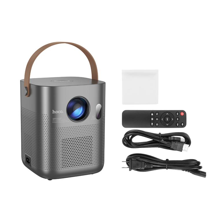 hoco DT4 1280x720P 190ANSI Smart Full Autofocus Projector Android Version, US Plug(Metal Grey)