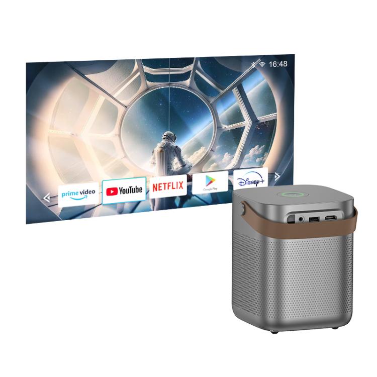 hoco DT4 1280x720P 190ANSI Smart Full Autofocus Projector Android Version, UK Plug(Metal Grey)