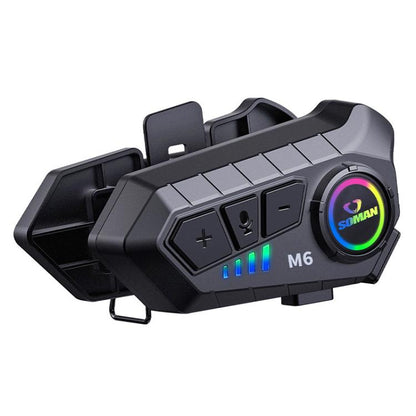 SOMAN Motorcycle Helmet Bluetooth Headset Stereo Voice Microphone, Style:M6-Hard Mic