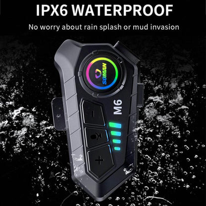 SOMAN Motorcycle Helmet Bluetooth Headset Stereo Voice Microphone, Style:M6-Hard Mic