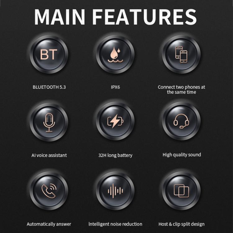 SOMAN Motorcycle Helmet Bluetooth Headset Stereo Voice Microphone, Style:M6-Hard Mic